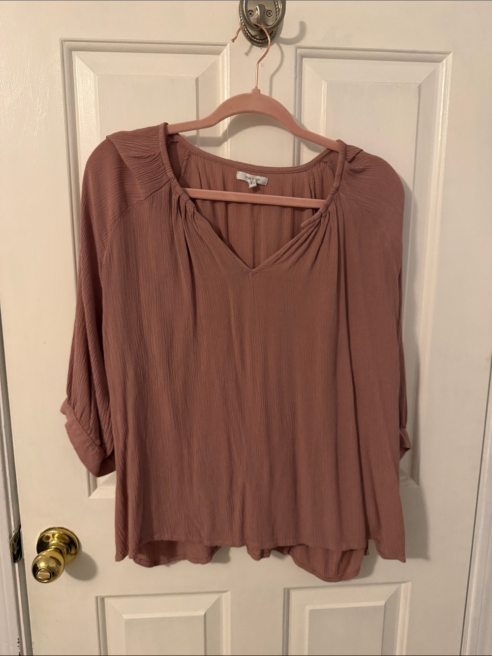 Maurices Dusty Rose Crinkle V-Neck Tunic